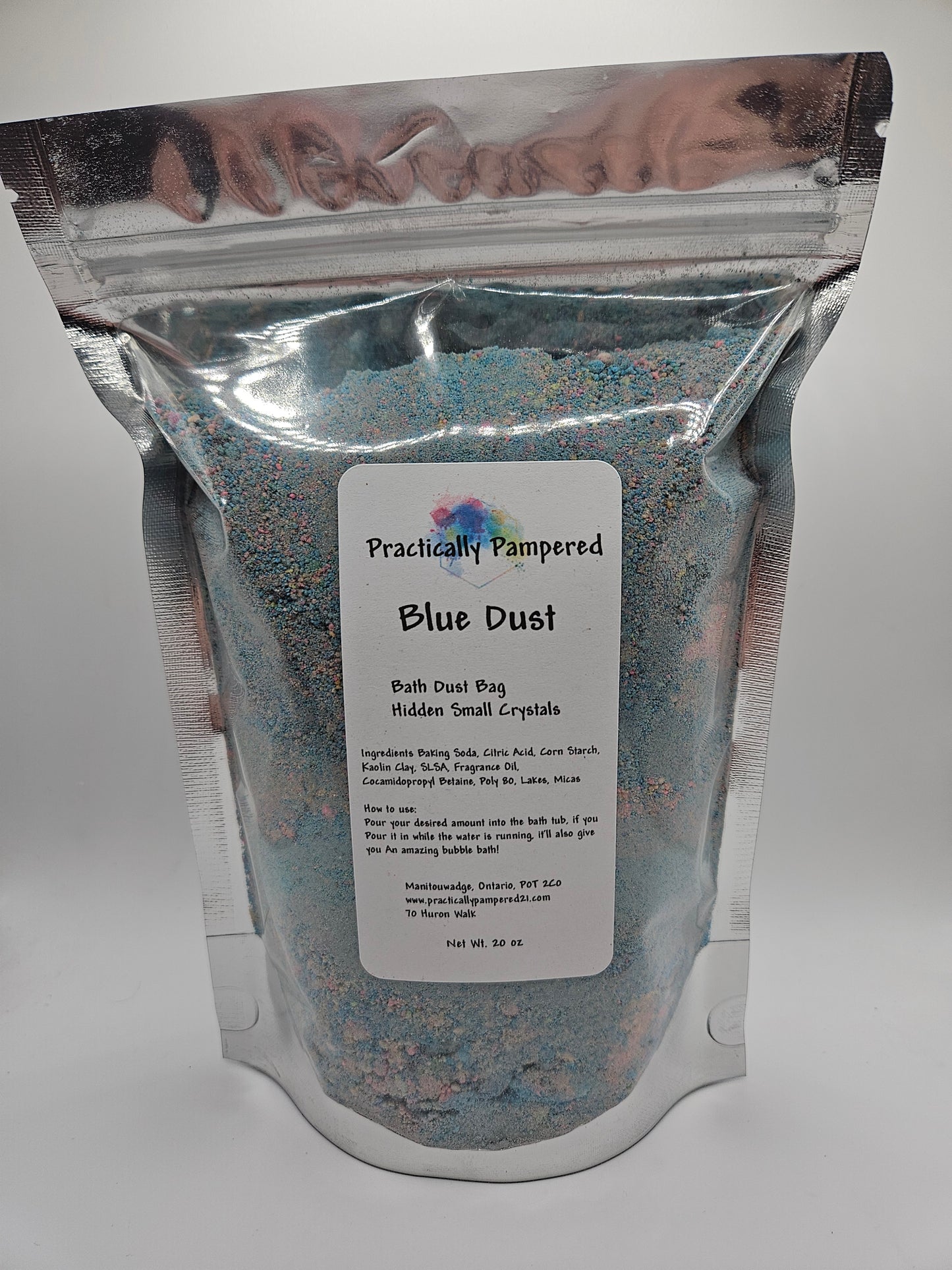 Blue Dust, Hidden Mini Crystals, Bath Dust 20 oz