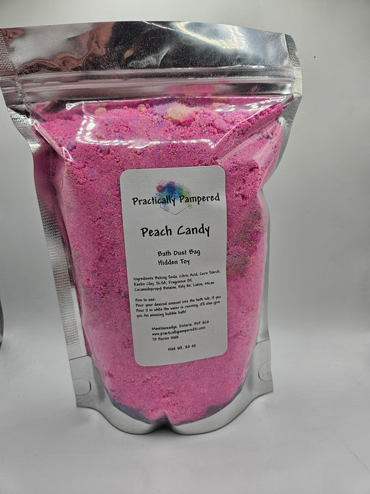 Peach Candy, Hidden Mini Toy, Bath Dust 20 oz